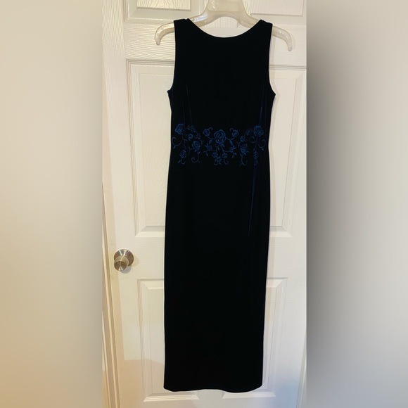 SOLD Plaza south vintage 1999 dark blue velvet dress with front split and - Picture 6 of 8